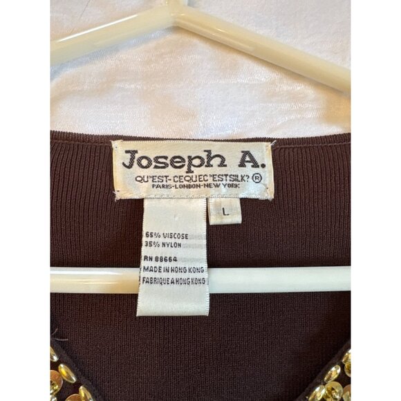 Joseph A. Brown Knit Top L Embellished V-Neckline 3/4 Sleeve Stretch Christmas - Picture 4 of 6